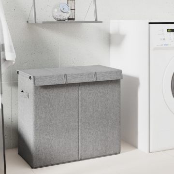 Gossi cos de rufe pliabil, gri, 64,5x34,5x59 cm, imitatie de panza