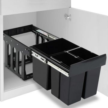 Gossi cos gunoi retractabil pentru dulap bucatarie, silentios, 48 l