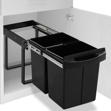 Gossi cos gunoi retractabil pentru dulap bucatarie, silentios, 48 l