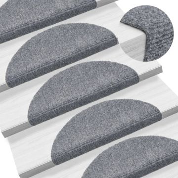 Gossi covorase autocolante scari, 15 buc, 56x17x3 cm, gri deschis