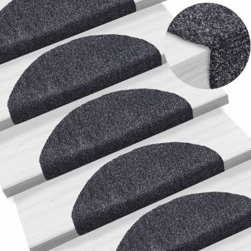 Gossi covorase autocolante scari, 15 buc, 65 x 21 x 4 cm, gri inchis
