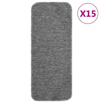 Gossi covorase de scari, 15 buc., gri, 60x25 cm, dreptunghiular