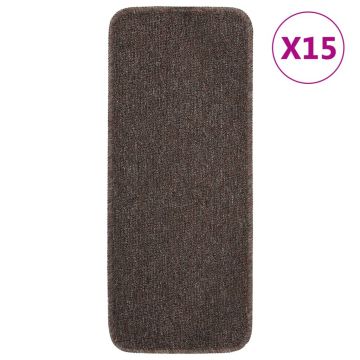 Gossi covorase de scari, 15 buc., maro, 60x25 cm, dreptunghiular