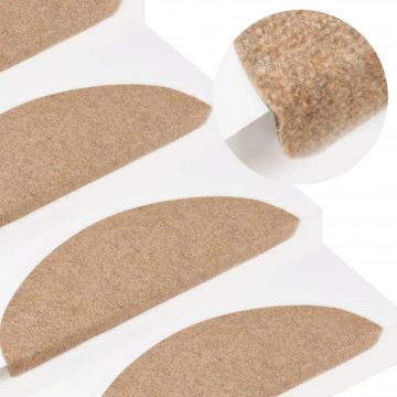 Gossi covorase de scari autoadezive, 10 buc., bej, 65x22,5x3,5 cm