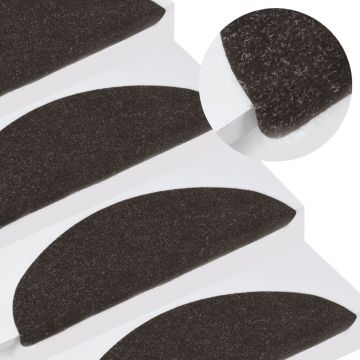 Gossi covorase de scari autoadezive, 10 buc., negru, 56x17x3 cm