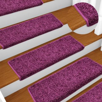 Gossi covorase de trepte de scara, 15 buc., violet, 65x21x4 cm