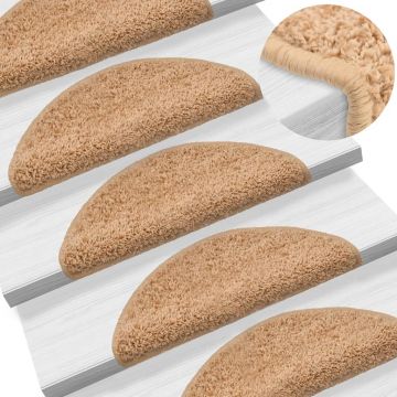 Gossi covorase pentru trepte scara, 15 buc., bej, 56x17x3 cm