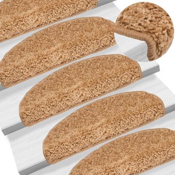 Gossi covorase pentru trepte scara, 15 buc., bej, 65x21x4 cm