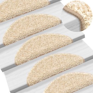 Gossi covorase pentru trepte scara, 15 buc., crem, 56x17x3 cm