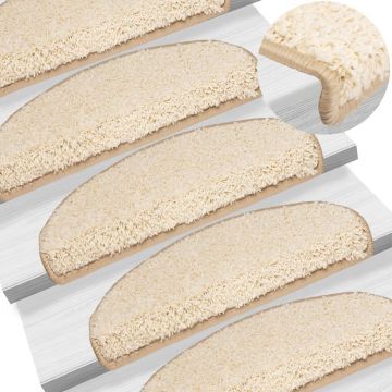 Gossi covorase pentru trepte scara, 15 buc., crem, 65x21x4 cm