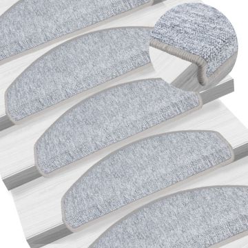 Gossi covorase pentru trepte scara, 15 buc., gri deschis, 65x24x4 cm