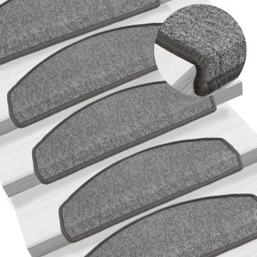 Gossi covorase pentru trepte scara, 15 buc., gri inchis, 65x24x4 cm