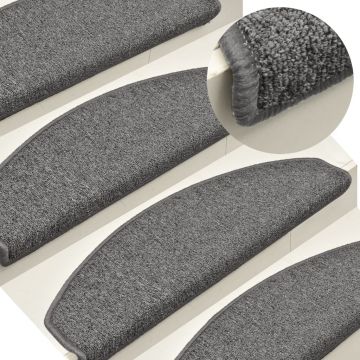 Gossi covorase pentru trepte scara, 15 buc., gri inchis, 65x24x4 cm