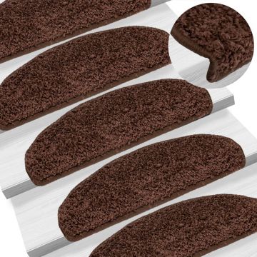 Gossi covorase pentru trepte scara, 15 buc., maro, 65 x 21 x 4 cm
