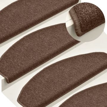 Gossi covorase pentru trepte scara, 15 buc., maro, 65x24x4 cm