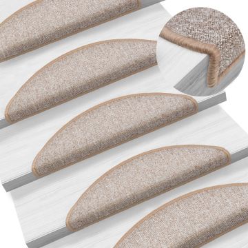 Gossi covorase pentru trepte scara, 15 buc., maro deschis, 56x17x3 cm