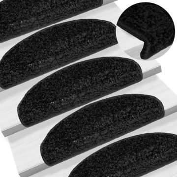 Gossi covorase pentru trepte scara, 15 buc., negru, 65x21x4 cm