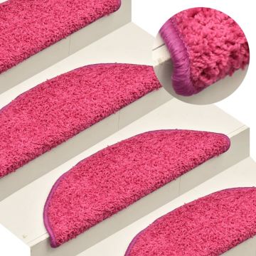 Gossi covorase pentru trepte scara, 15 buc., roz, 56x17x3 cm