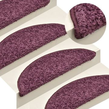 Gossi covorase pentru trepte scara, 15 buc. violet inchis, 56x17x3 cm