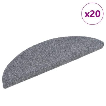 Gossi covorase scara autoadezive 20 buc gri deschis 56x17x3 cm