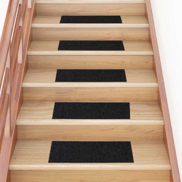 Gossi covorase scara autoadezive 30 buc negru 60x25 cm dreptunghiular