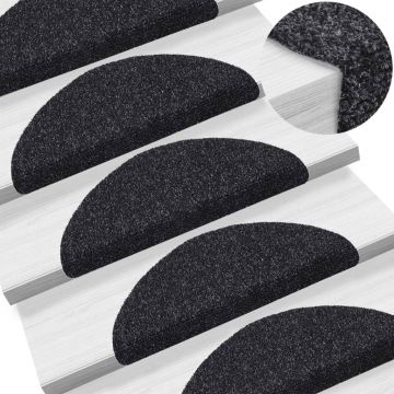 Gossi covorase scari autoadezive, 10 buc., negru, 56x17x3 cm, punch