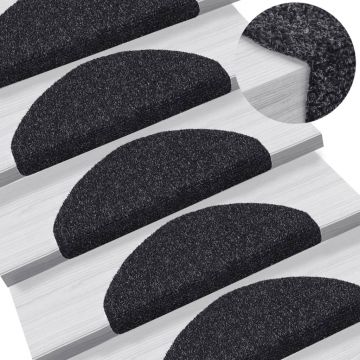 Gossi covorase scari autoadezive, 10 buc., negru, 65x21x4 cm, punch