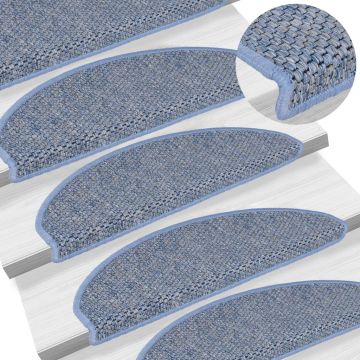 Gossi covorase scari autoadezive, 15 buc. albastru 65x21x4 cm, sisal