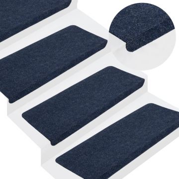 Gossi covorase scari autoadezive, 15 buc., albastru, 65x24,5x3,5 cm