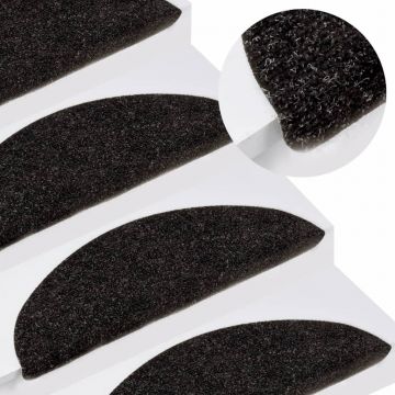 Gossi covorase scari autoadezive, 15 buc, antracit, 56x17x3 cm