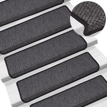 Gossi covorase scari autoadezive, 15 buc. antracit 65x21x4 cm sisal