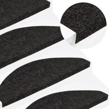 Gossi covorase scari autoadezive, 15 buc., antracit, 65x22,5x3,5 cm
