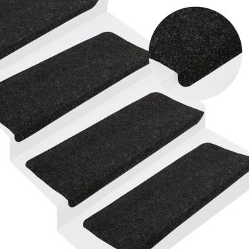 Gossi covorase scari autoadezive, 15 buc., antracit, 65x24,5x3,5 cm