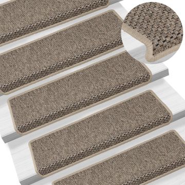 Gossi covorase scari autoadezive, 15 buc. bej 65x21x4 cm aspect sisal