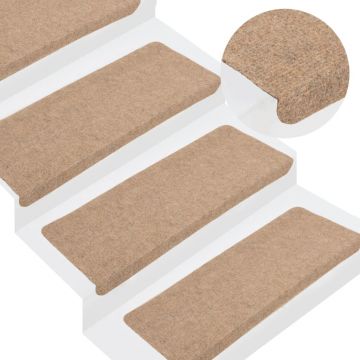 Gossi covorase scari autoadezive, 15 buc., bej, 65x24,5x3,5 cm
