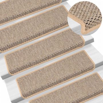 Gossi covorase scari autoadezive 15 buc. bej deschis 65x21x4 cm sisal
