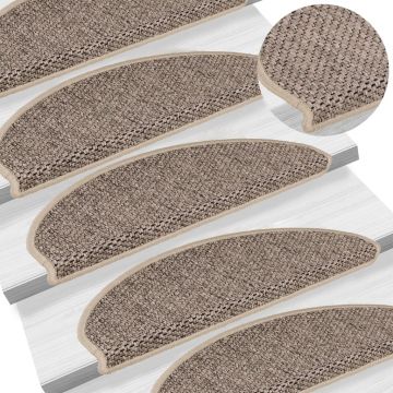 Gossi covorase scari autoadezive, 15 buc. bej inchis, 65x21x4cm sisal