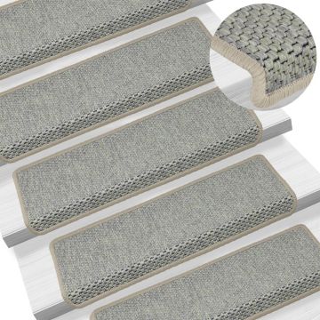 Gossi covorase scari autoadezive, 15 buc. gri 65x21x4 cm, sisal