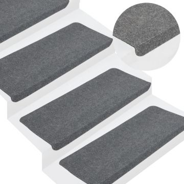 Gossi covorase scari autoadezive, 15 buc., gri, 65x24,5x3,5 cm