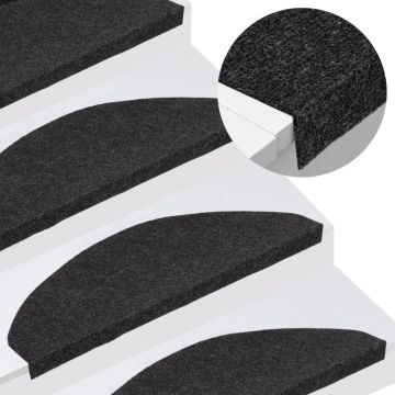 Gossi covorase scari autoadezive, 15 buc.,negru, 65x22,5x3,5 cm