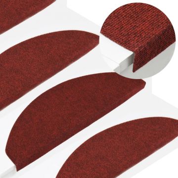 Gossi covorase scari autoadezive, 15 buc., rosu, 65x22,5x3,5 cm