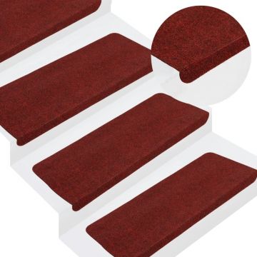 Gossi covorase scari autoadezive, 15 buc., rosu, 65x24,5x3,5 cm