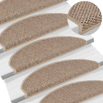 Gossi covorase scari autoadezive 15buc nisipiu 65x21x4cm aspect sisal