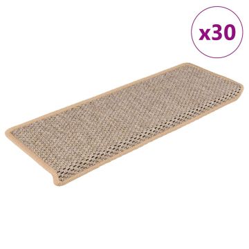 Gossi covorase scari autoadezive 30 buc. bej deschis 65x21x4 cm sisal