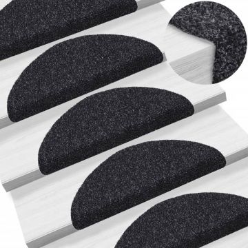 Gossi covorase scari autoadezive, 5 buc., negru, 56x17x3 cm, punch