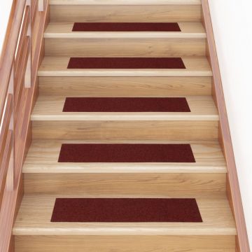 Gossi covorase scari autoadezive dreptunghiular 15 buc, rosu 76x20 cm