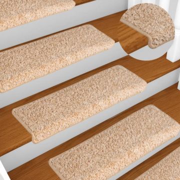 Gossi covorase trepte de scara, 15 buc., auriu, 65x21x4 cm