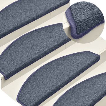 Gossi covorase trepte scara, 15 buc., gri inchis/albastru, 65x24x4 cm