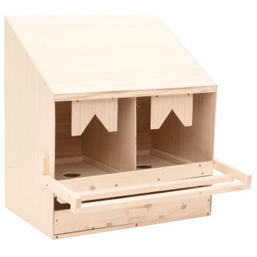 Gossi cuibar gaini cu 2 compartimente, 63x40x65 cm, lemn masiv pin