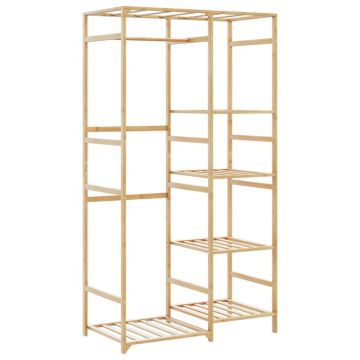Gossi cuier pentru haine cu rafturi, 100x50x184,5 cm, bambus